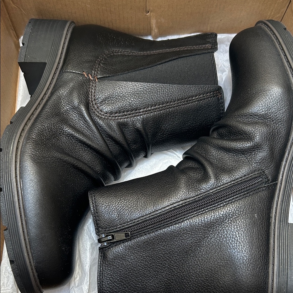 Clarks Black Textured Ankle Booties